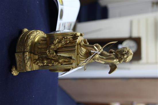 A late 19th century French ormolu mantel clock, by Lachenal of Paris, 13.5in.